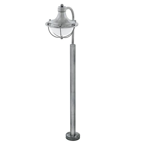 Уличный фонарь MONASTERIO [1х60W(E27), H1065,  гальв. сталь, состарен. серебрян/сатин. стекло, белый]