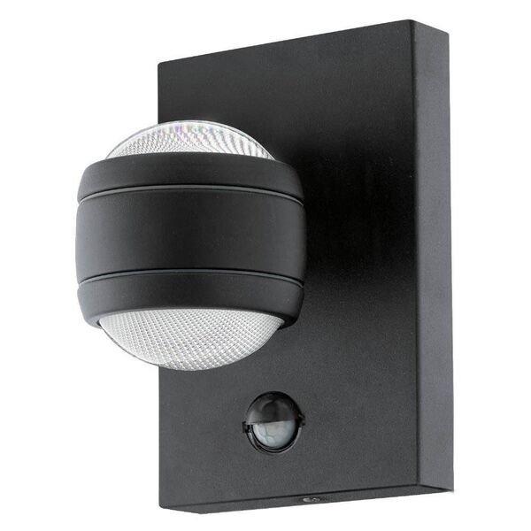 Уличный светодиодный светильник настенный SESIMBA 1 [с датчиком дв-я, 2х3,7W(LED), 130х195, сталь, черный]