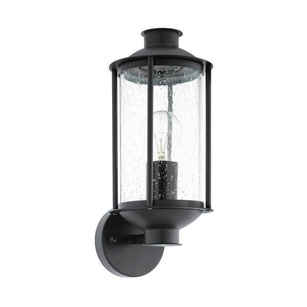 Уличный светильник настенный MAMURRA [1х60W(E27), L150, H345,  гальван. сталь, черный/стекло с каплями, прозрачный]