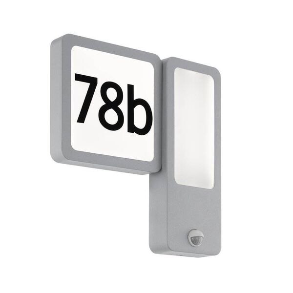 Уличный светодиодный настенный светильник CHEIRA [с датч. дв-я, 2х2,65W(LED); 1х3,55W(LED), L295, H300, лит. алюминий, cеребряный]