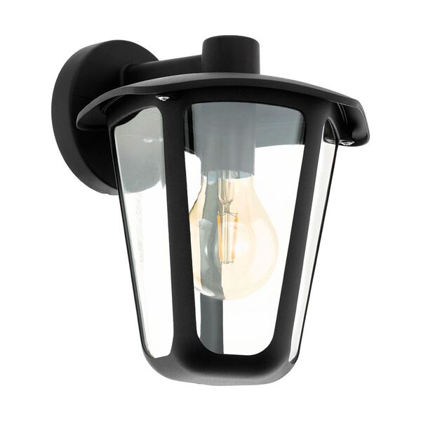 Уличный светильник настенный MONREALE [1х60W(E27), L230, H275, А255, лит. алюминий, черный/пластик, прозрачный]