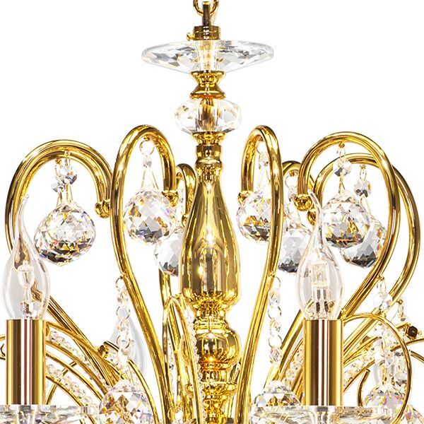 Люстра подвесная ELEGANTE [8х60W E14 24K ЗОЛОТО (в комплекте)]