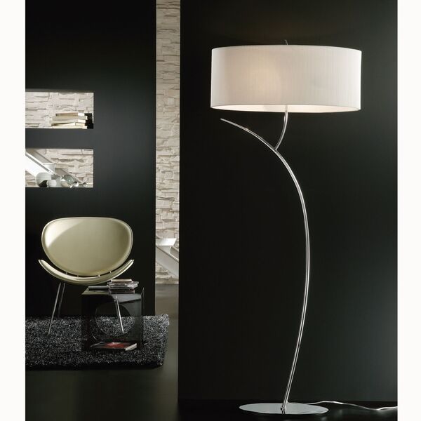 FLOOR LAMP 2L [CHROME / OFF WHITE SHADE]