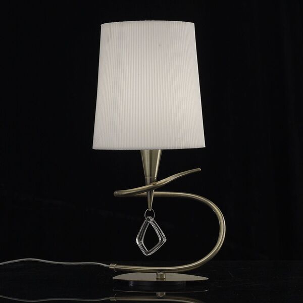 TABLE LAMP 1L ANTIQUE BRASS - OFF WHITE SHADE