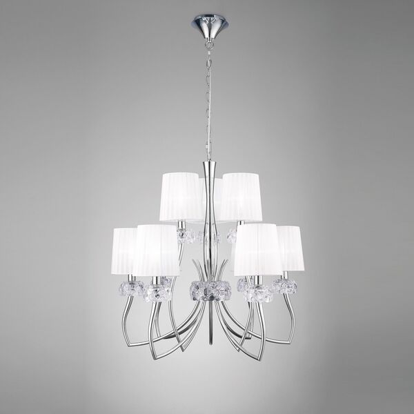 PENDANT LAMP 6+3L [CHROME - WHITE SHADE]