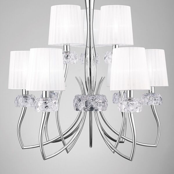 PENDANT LAMP 6+3L [CHROME - WHITE SHADE]
