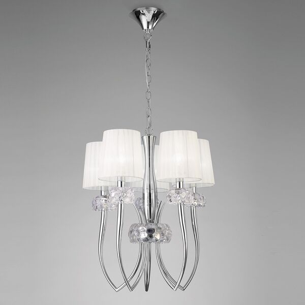 PENDANT LAMP 5L [CHROME - WHITE SHADE]
