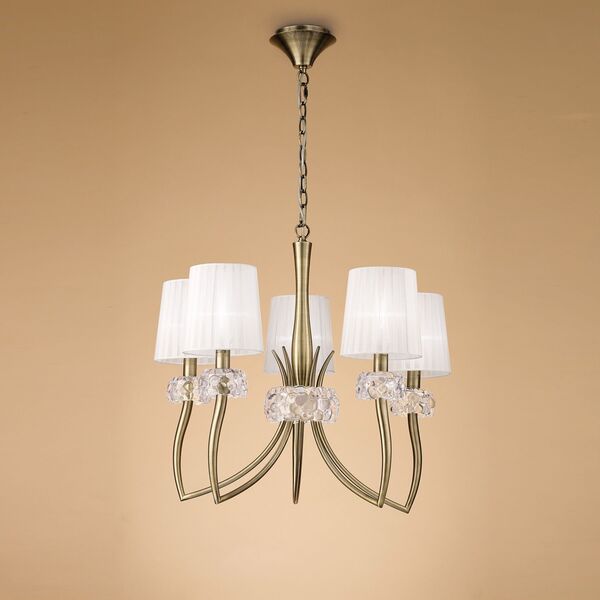 PENDANT LAMP 5L [ANTIQUE BRASS - WHITE SHADE]