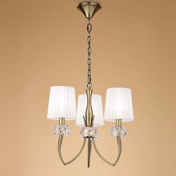 PENTANT LAMP 3L [ANTIQUE BRASS - WHITE SHADE]