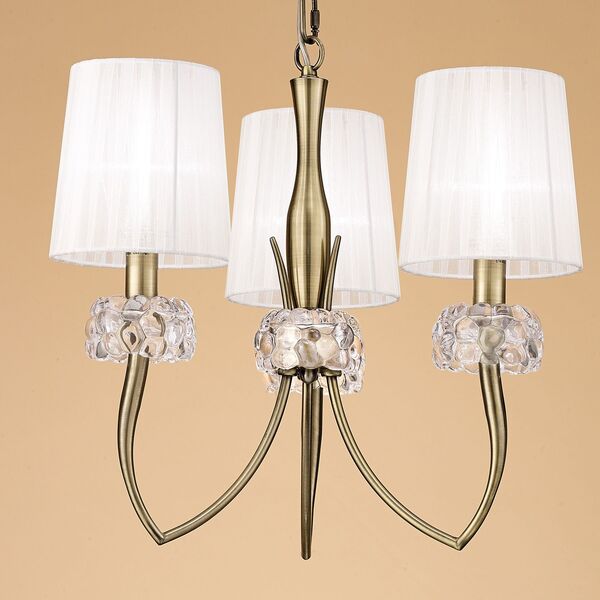 PENTANT LAMP 3L [ANTIQUE BRASS - WHITE SHADE]