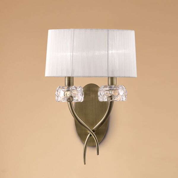 Бра Mantra Loewe [WALL LAMP 2L  ANTIQUE BRASS - WHITE SHADE]
