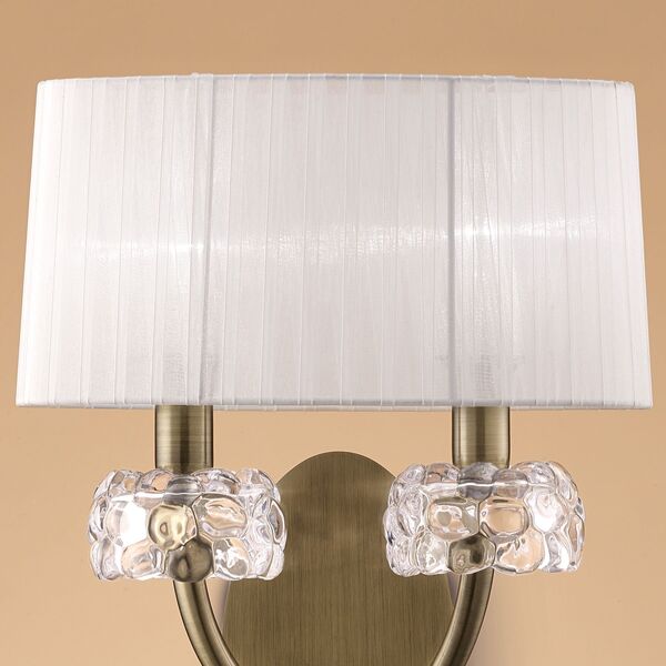 Бра Mantra Loewe [WALL LAMP 2L  ANTIQUE BRASS - WHITE SHADE]