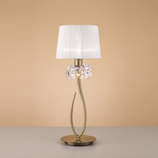 TABLE LAMP 1L BIG ANTIQUE BRASS - WHITE SHADE