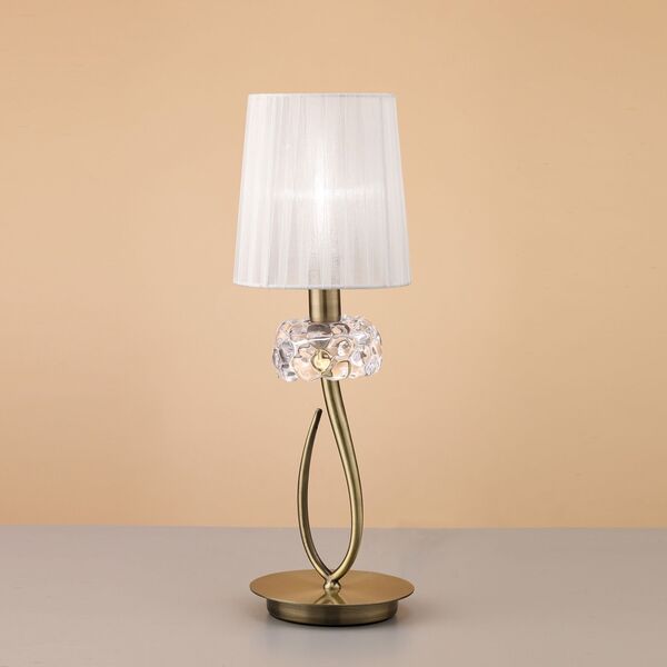 TABLE LAMP 1L SMALL ANTIQUE BRASS - WHITE SHADE