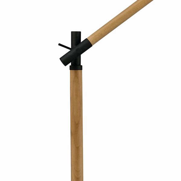 FLOOR LAMP 1L [BLACK / WOOD - BLACK SHADE]