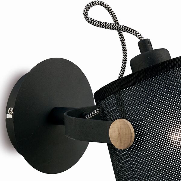 WALL LAMP 1L[BLACK / WOOD - BLACK SHADE]