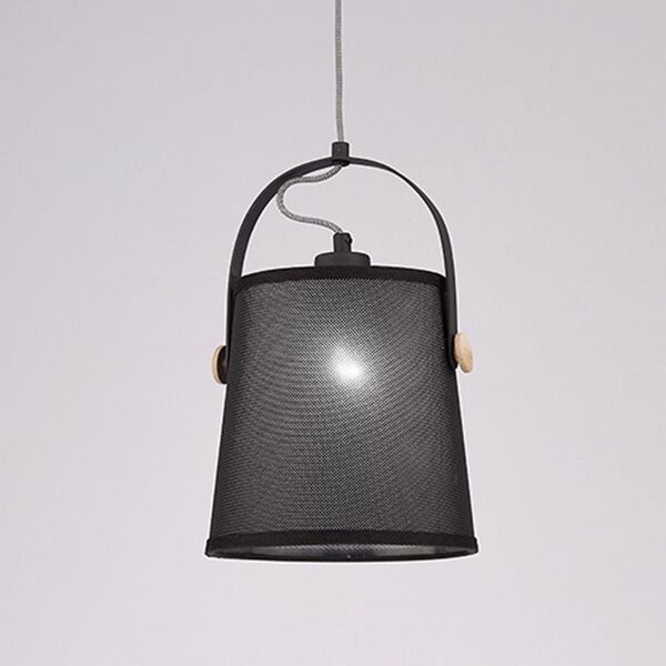 PENDANT 1L BLACK / WOOD - BLACK SHADE]