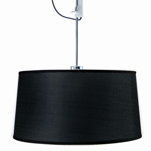 PENDANT E27 WHITE/CHROME+ROUND BLACK SHADE
