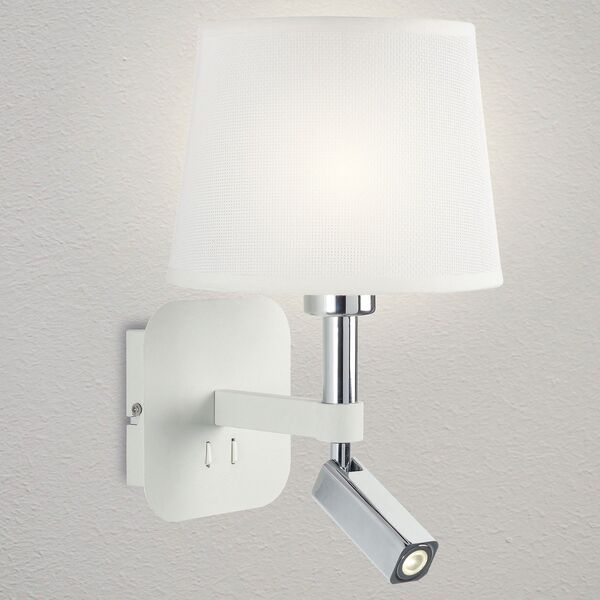Бра Mantra Habana [WALL LAMP E27+1*3W 4000K WHITE/CHROME+ROUND WHITE SHADE]