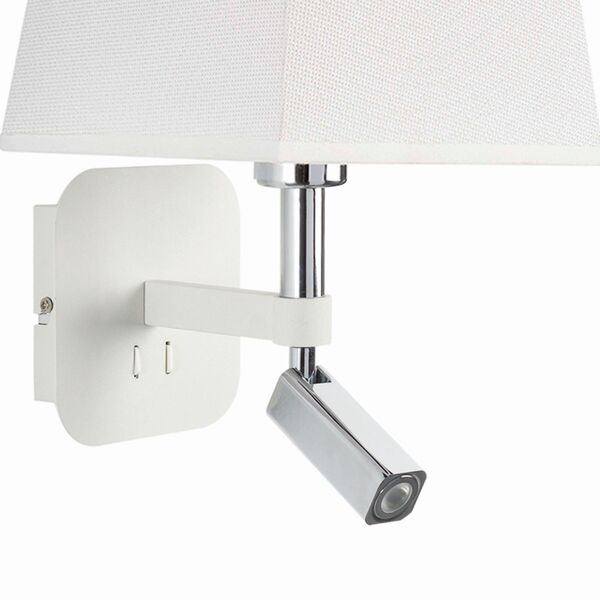 Бра Mantra Habana WALL LAMP E27+1*3W 4000K WHITE/CHROME+SQUARE WHITE SHADE]