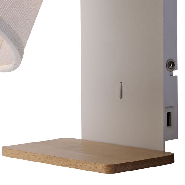 WALL LAMP SHADE 1L - [USB WHITE / WOOD]