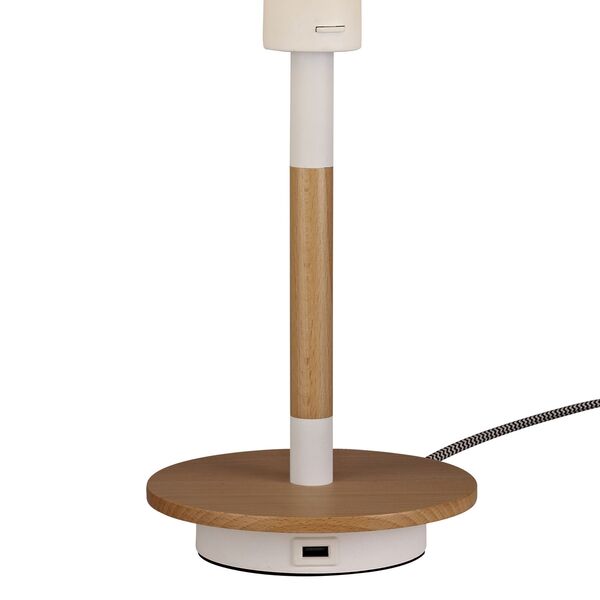 TABLE LAMP 1L - USB WHITE / WOOD