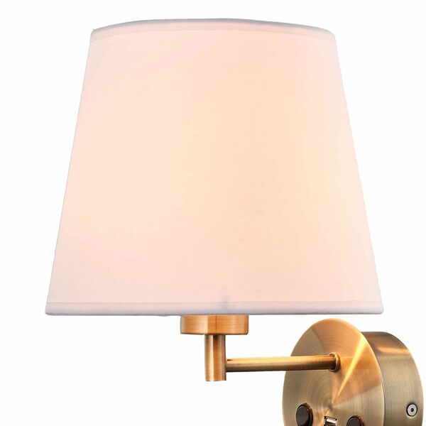 WALL LIGHT ANTIQUE BRASS  1L [E27 + LED READER 3W 3000K + USB ANTIQUE BRASS]