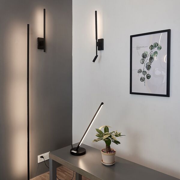 APPLIQUE SANDED [BLACK LED WITH READER  3W+6W 3000K MATT BLACK]