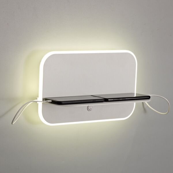 WALL LAMP LED WHITE [18W 3000K  + 2*USB WHITE]