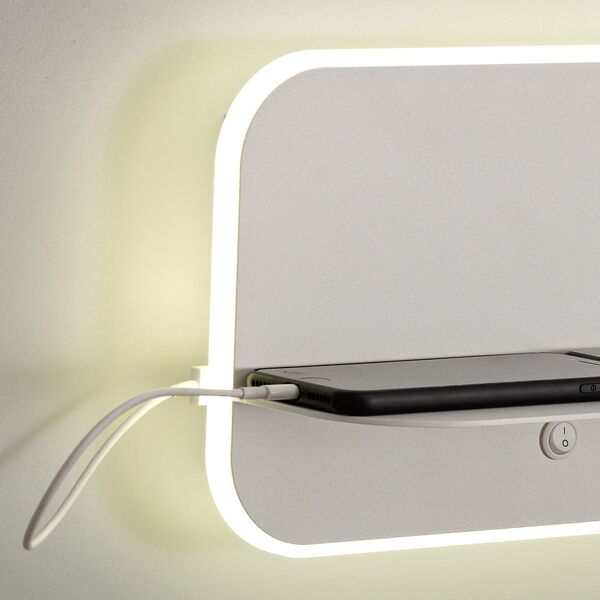 WALL LAMP LED WHITE [18W 3000K  + 2*USB WHITE]