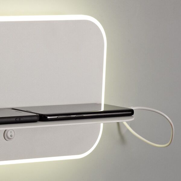WALL LAMP LED WHITE [18W 3000K  + 2*USB WHITE]