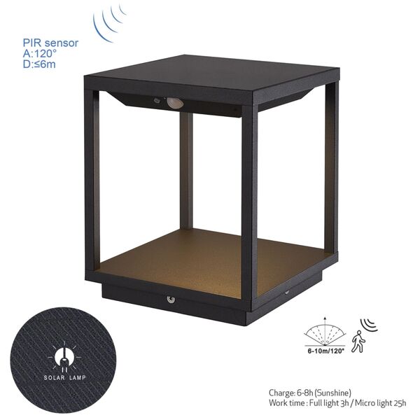 OVER-WALL GRAPHITE LED SOLAR/SENSOR 3000K GRAPHITE
