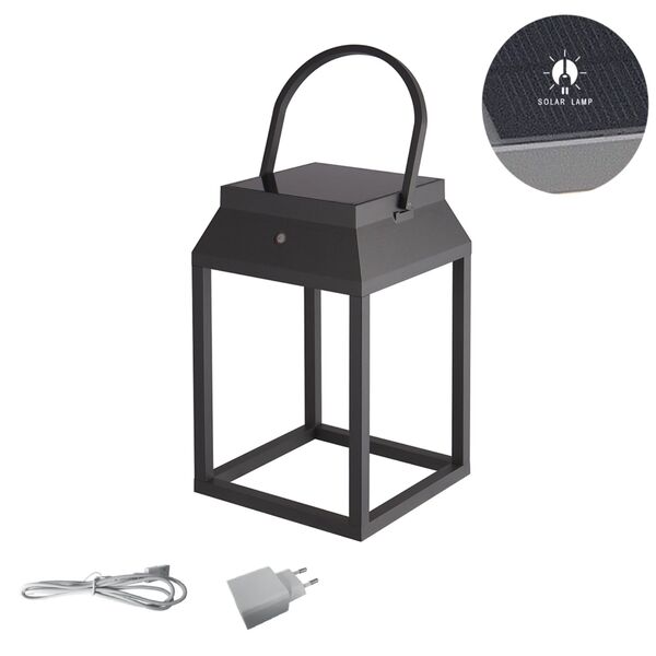 LANTERN GRAPHITE PORTABLE OUTDOOR LED SOLAR 3000K GRAPHITE