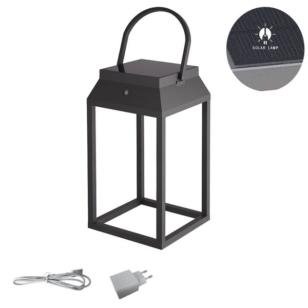 LANTERN GRAPHITE PORTABLE OUTDOOR LED SOLAR 3000K GRAPHITE