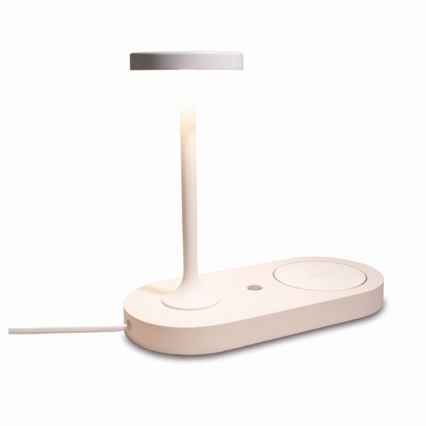 LED TABLE LAMP WHITE 6W 3000K  INDUCTION+USB CHARGER WHITE