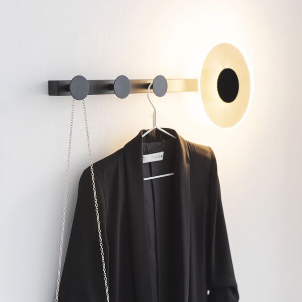 WALL LIGHT/COAT RACK LED BLACK 6W 3000K BLACK