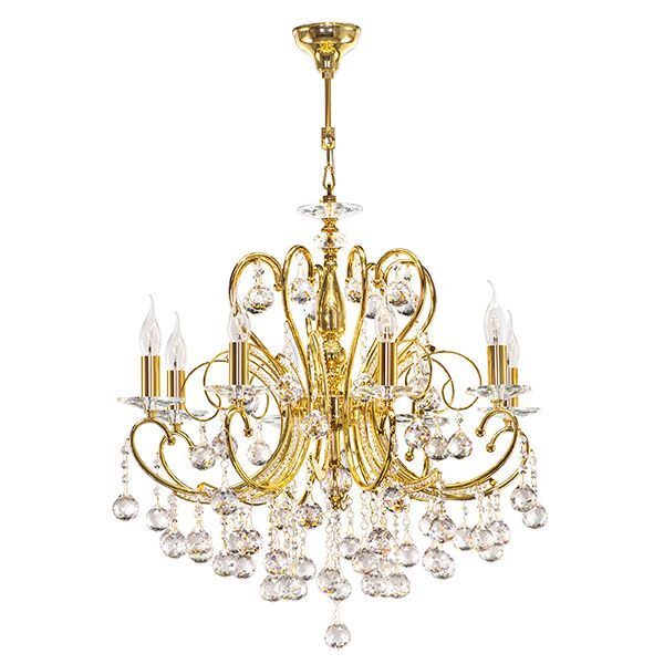 Люстра подвесная ELEGANTE [8х60W E14 24K ЗОЛОТО (в комплекте)]