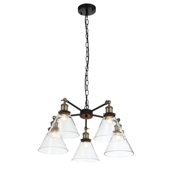 Люстра подвесная ST-Luce Evoluto [Черный, Матовое золото/Прозрачный E27 5*60W]
