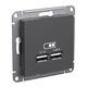 USB РОЗЕТКА, 5В, 1 порт x 2,1 А, 2 порта х 1,05 А, БАЗАЛЬТ, ATLAS 1шт
