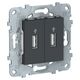 USB-коннектор, 2-местный, антрацит, UNICA NEW