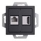 РОЗЕТКА двойная HDMI+RJ45, кат 5Е, механизм, КАРБОН