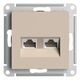 РОЗЕТКА двойная компьютерная RJ45+RJ45, кат.5E, ПЕСОЧНЫЙ, ATLAS 10шт