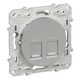 Розетка компьютерная двойная RJ45+RJ45, cat. 5e, [Алюминий ODACE, Schneider Electric]