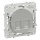 Розетка компьютерная двойная RJ45+RJ45, cat. 5e, [Алюминий ODACE, Schneider Electric]